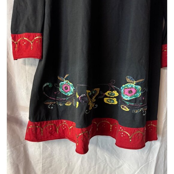 Double D Ranch 2XL Black Tunic Dress Embroidered Boho Hippie Western Mexican - Picture 12 of 15